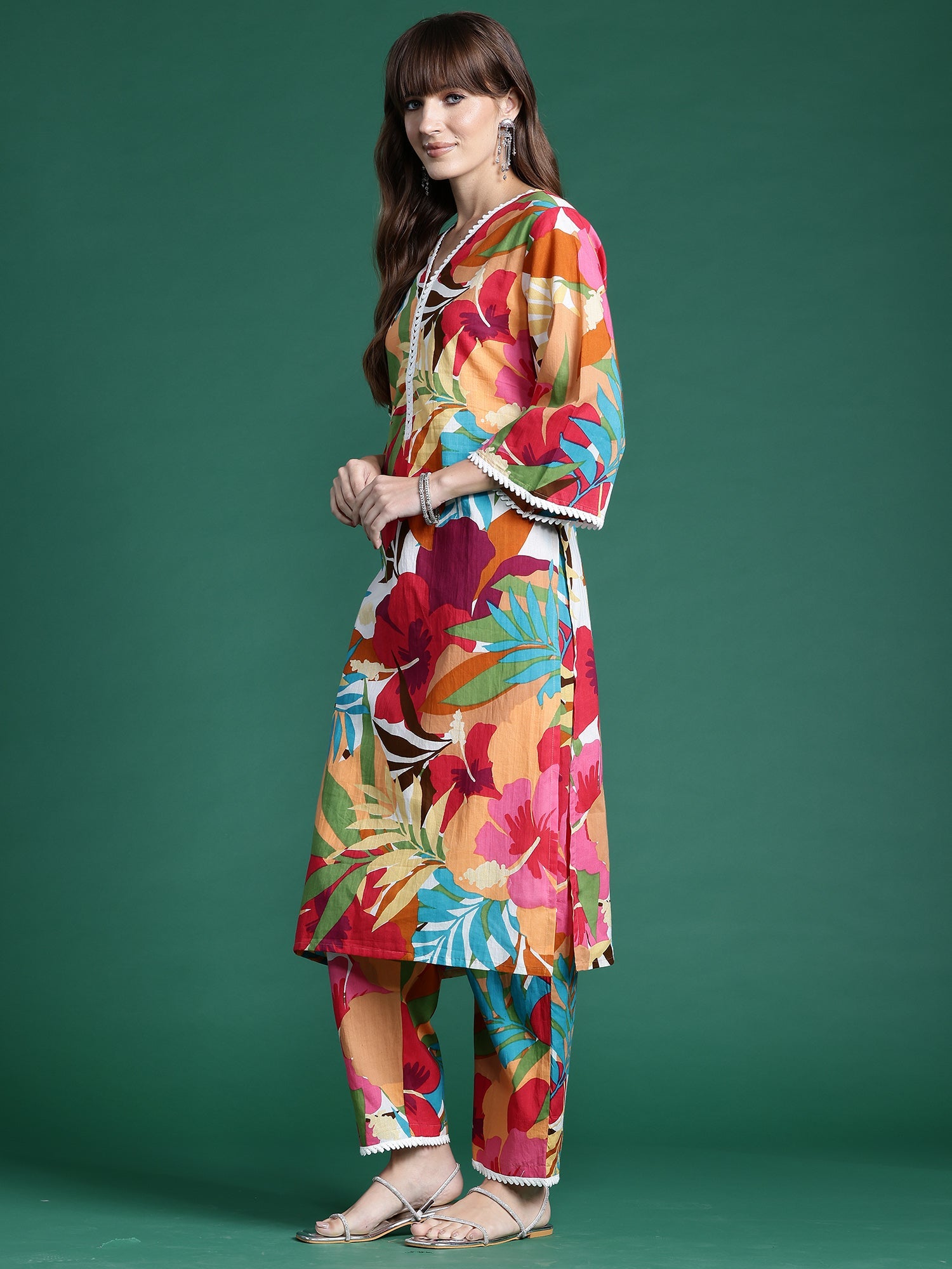 Indo Era Multi Printed Straight Kurta Trousers set | Grocsy