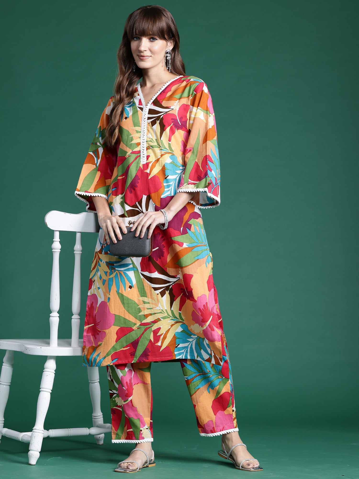 Indo Era Multi Printed Straight Kurta Trousers set | Grocsy