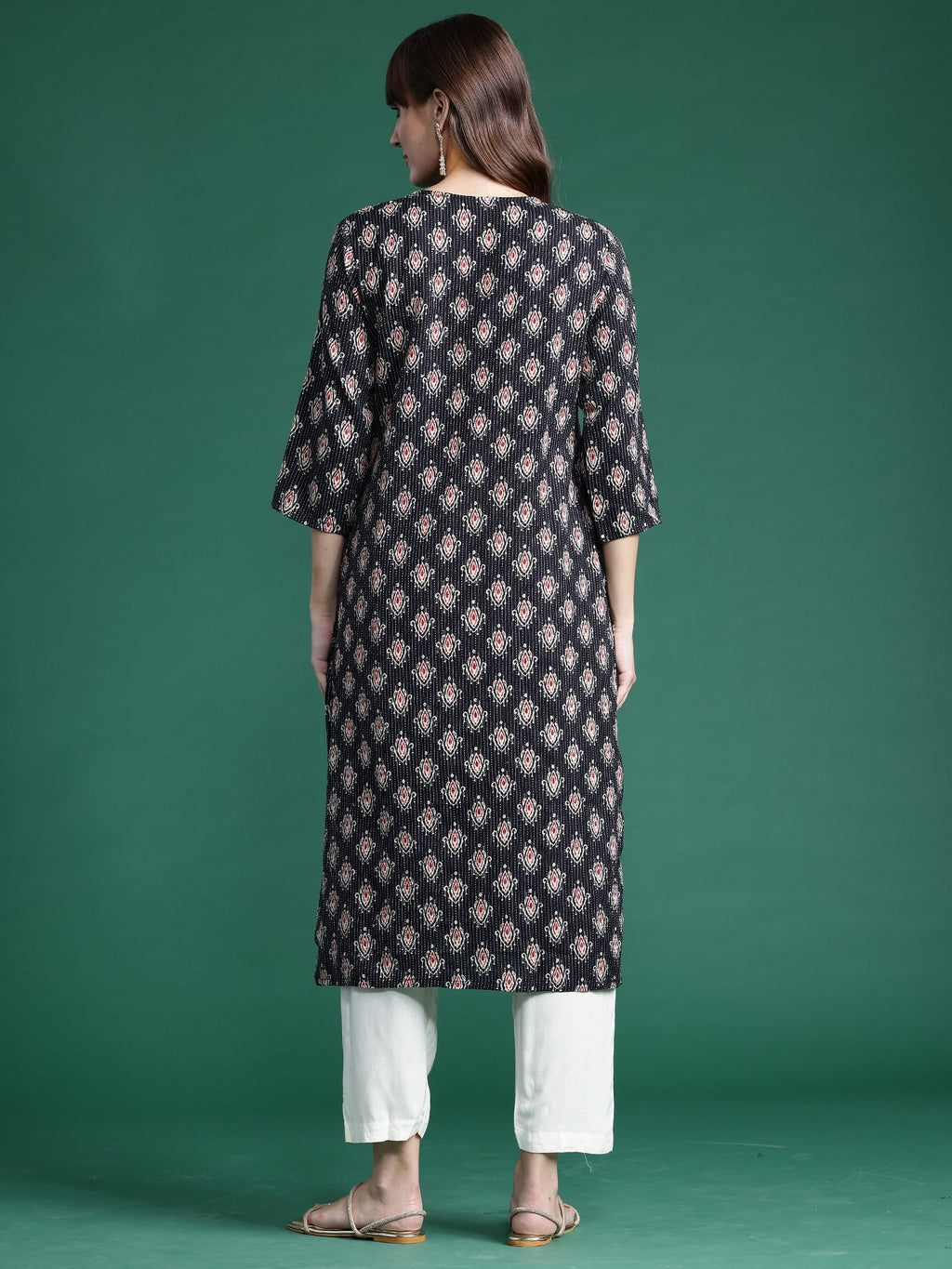 Indo Era Black Printed Straight Kurta | Grocsy