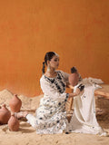 Indo Era White Straight Embroidered Kurta Trousers With Dupatta Set | Grocsy
