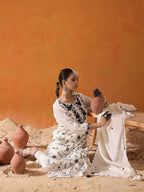 Indo Era White Straight Embroidered Kurta Trousers With Dupatta Set | Grocsy
