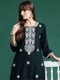 Indo Era Green Embroidered Straight Kurta | Grocsy