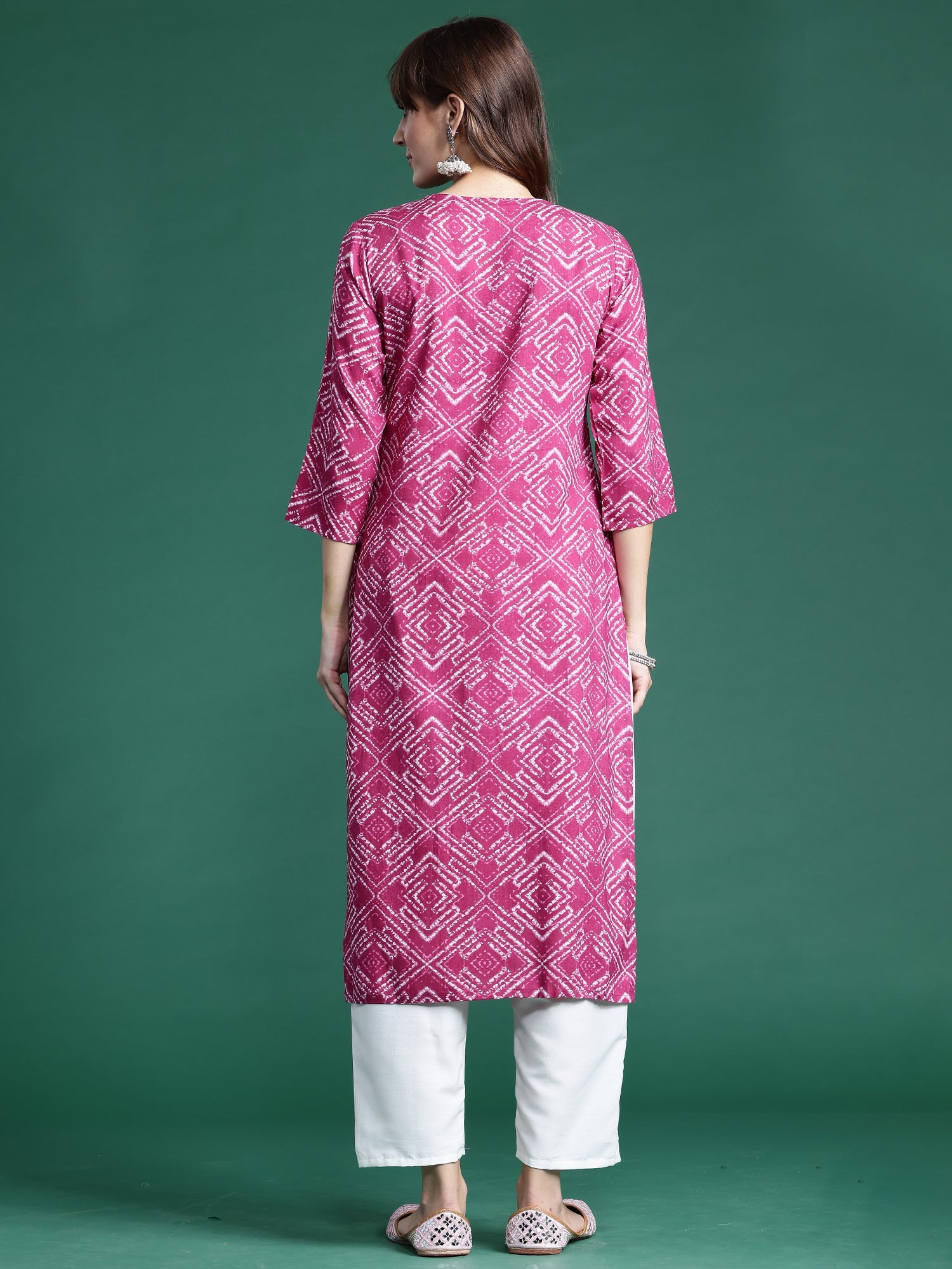 Indo Era Pink Printed Straight Kurta | Grocsy