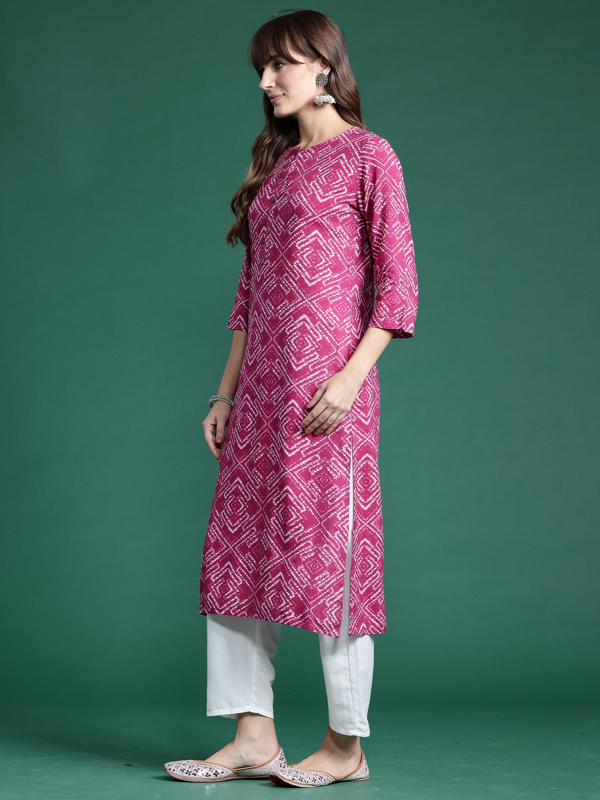 Indo Era Pink Printed Straight Kurta | Grocsy