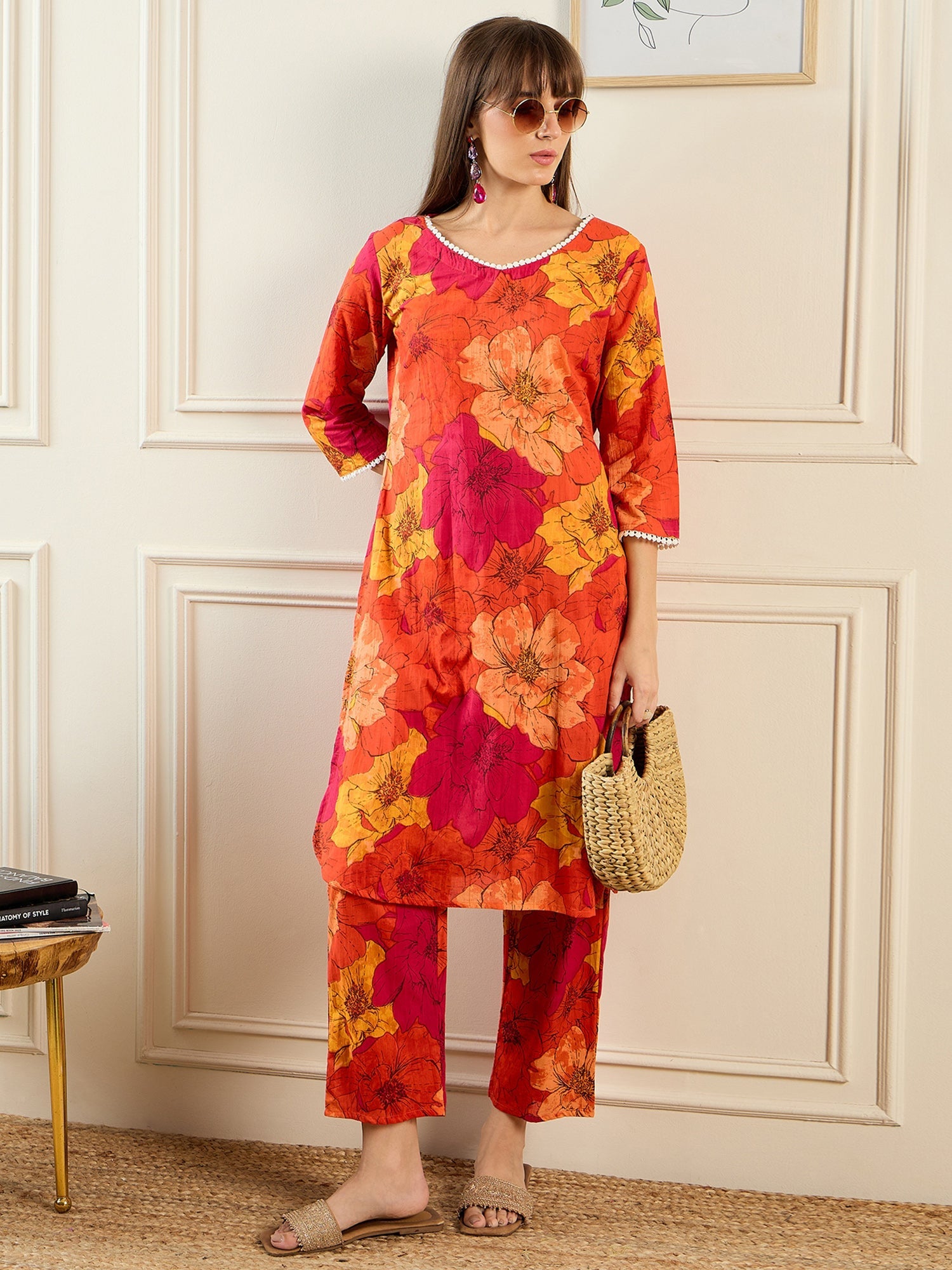 Indo Era Multi Printed Straight Kurta Trousers set | Grocsy