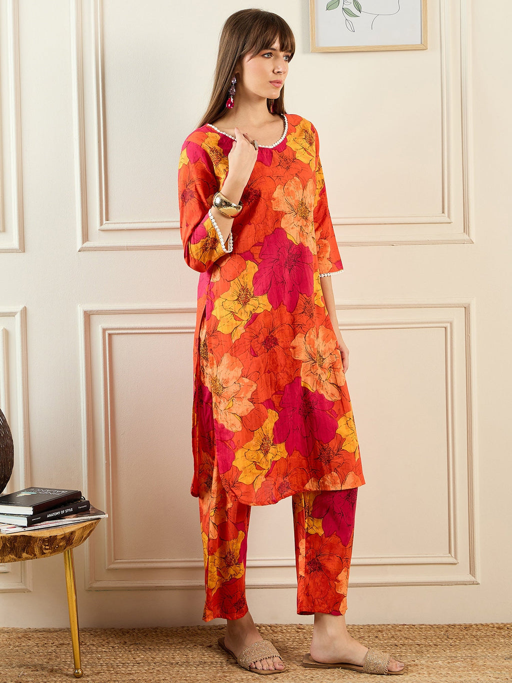 Indo Era Multi Printed Straight Kurta Trousers set | Grocsy