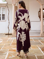 Indo Era Burgundy Printed A-Line Kurta Salwar set | Grocsy