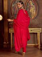 Indo Era Magenta Embroidered Straight Kurta Trousers With Dupatta set | Grocsy