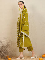 Indo Era Green Embroidered A-Line Kurta Trousers With Dupatta set | Grocsy