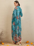 Indo Era Green Printed Straight Kurta Trousers With Dupatta Set | Grocsy
