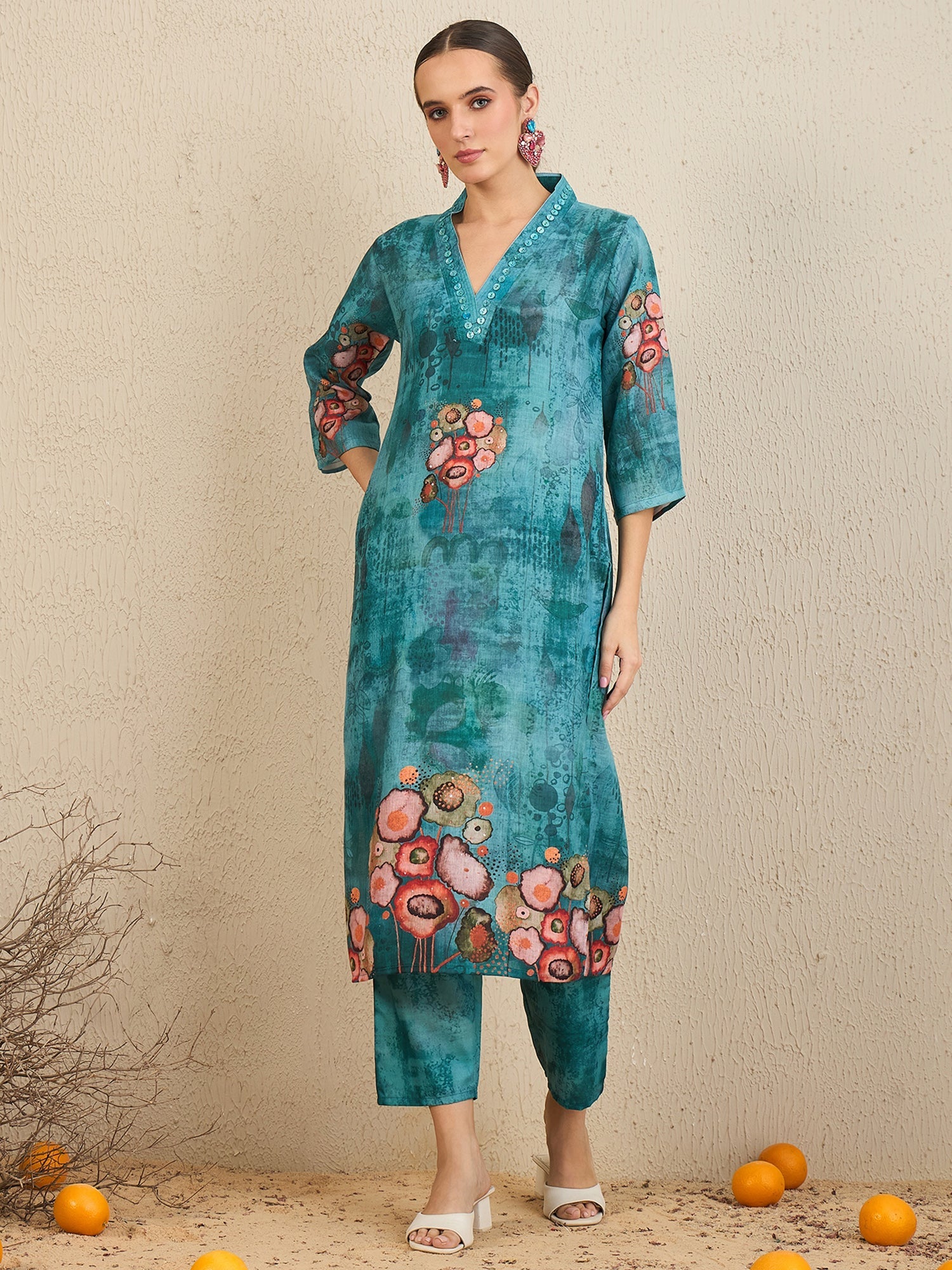 Indo Era Green Printed Straight Kurta Trousers With Dupatta Set | Grocsy