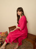 Indo Era Pink Embroidered Straight Kurta Trousers set | Grocsy