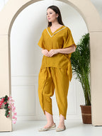 Myshka Women's Yellow colour Co-ord set with Lace | Grocsy