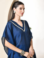 Myshka Women's Navy Blue colour Co-ord set with Lace | Grocsy