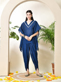 Myshka Women's Navy Blue colour Co-ord set with Lace | Grocsy