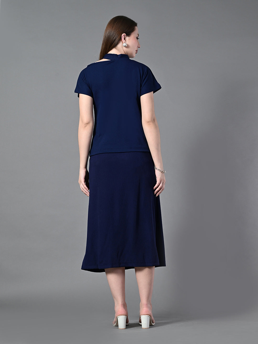Myshka Women's Navy Blue colour Co-ord set | Grocsy