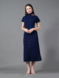 Myshka Women's Navy Blue colour Co-ord set | Grocsy