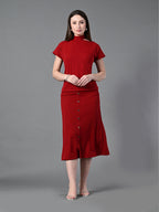 Myshka Women's Maroon colour Co-ord set | Grocsy