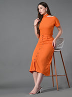 Myshka Women's Orange colour Co-ord set | Grocsy