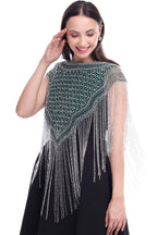 Jaitra Apparels Green Beads Embroidered Net Poncho | Grocsy