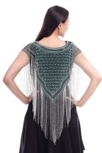 Jaitra Apparels Green Beads Embroidered Net Poncho | Grocsy