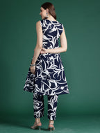 Indo Era Blue Printed A-Line Kurta Trousers set | Grocsy
