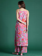 Indo Era Pink Printed Straight Kurta Palazzos set | Grocsy