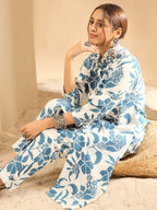 Indo Era White Printed Straight Kurta Trousers set | Grocsy
