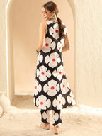 Indo Era Black Printed A-Line Kurta Trousers set | Grocsy