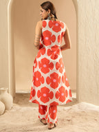 Indo Era White Printed Straight Kurta Trousers set | Grocsy