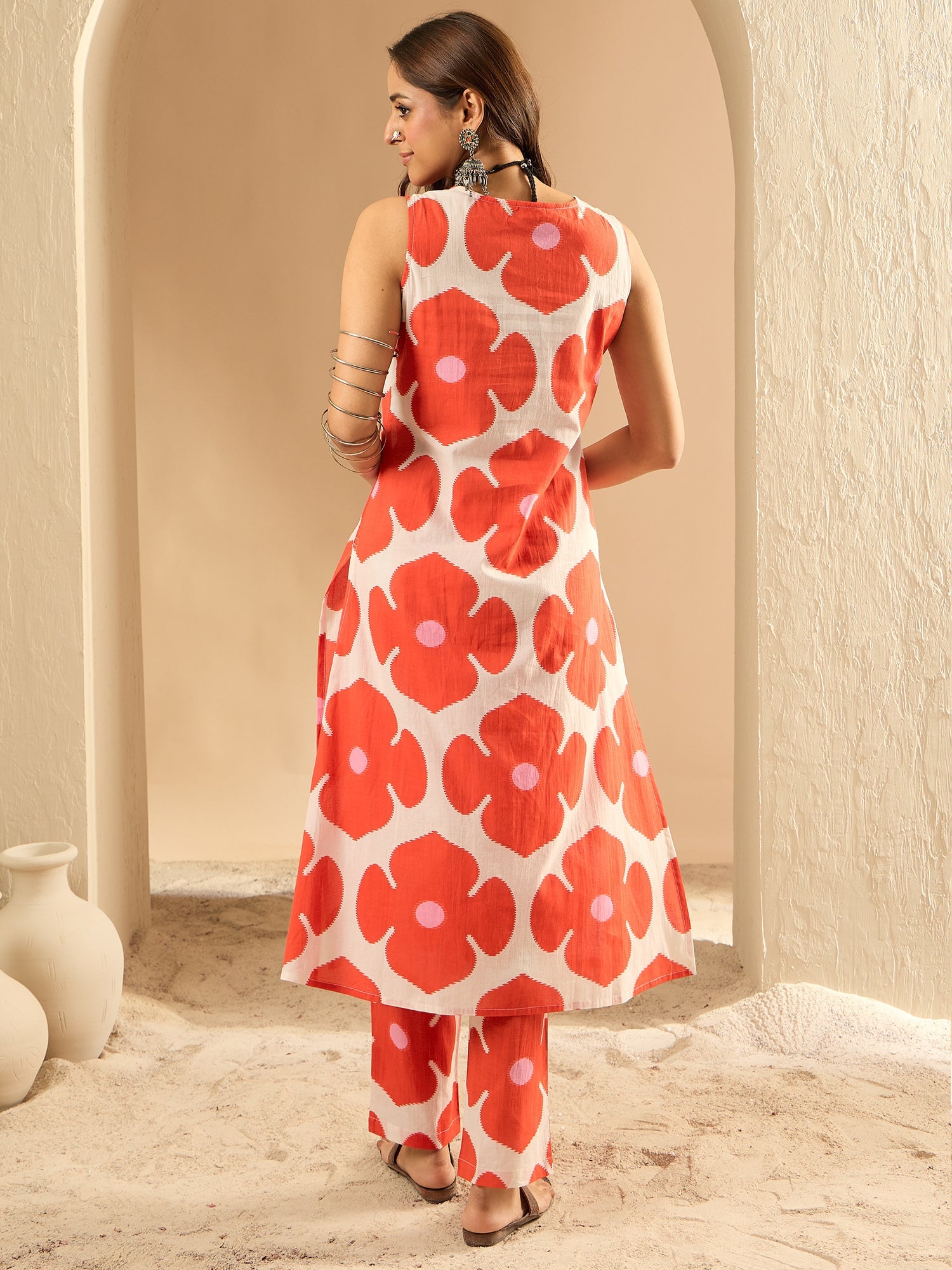 Indo Era White Printed Straight Kurta Trousers set | Grocsy