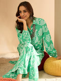 Indo Era Green Printed Straight Kurta Trousers set | Grocsy
