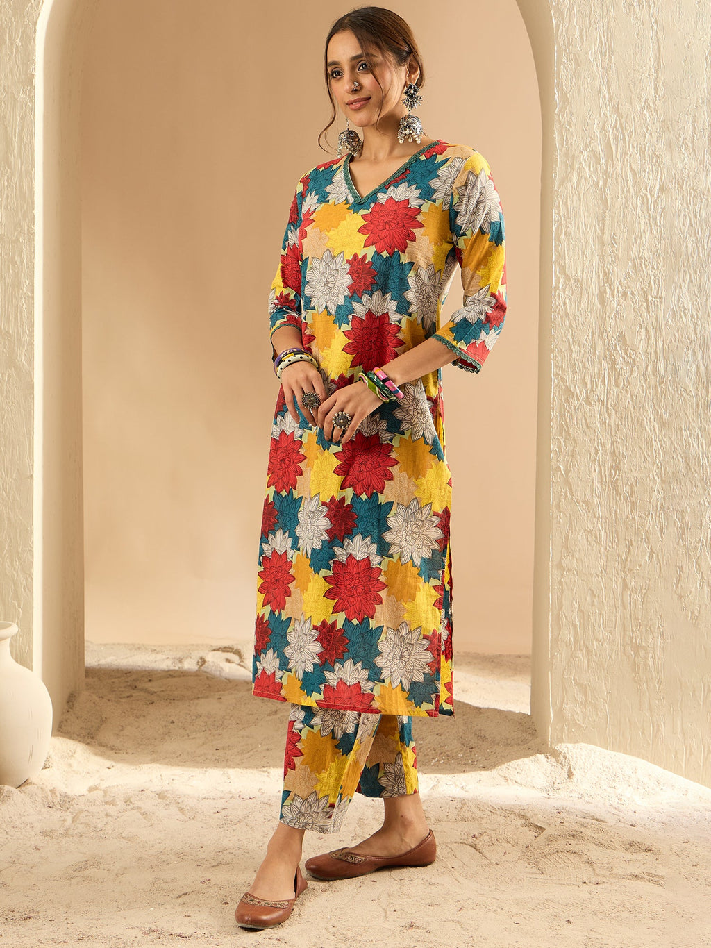 Indo Era Multi Printed Straight Kurta Trousers set | Grocsy