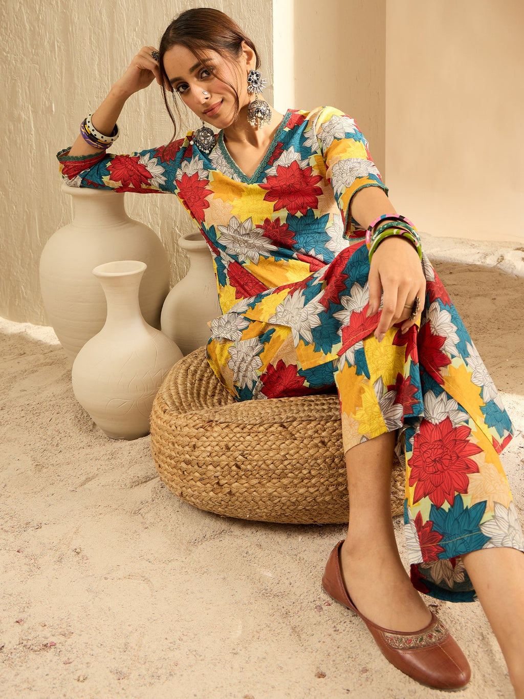 Indo Era Multi Printed Straight Kurta Trousers set | Grocsy