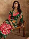 Indo Era Green Printed Straight Kurta Trousers Set | Grocsy