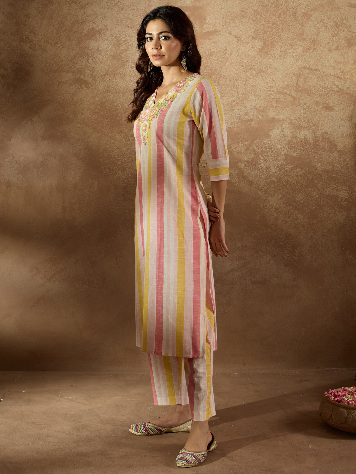 Indo Era Multi Embroidered Straight Kurta Trousers Set | Grocsy