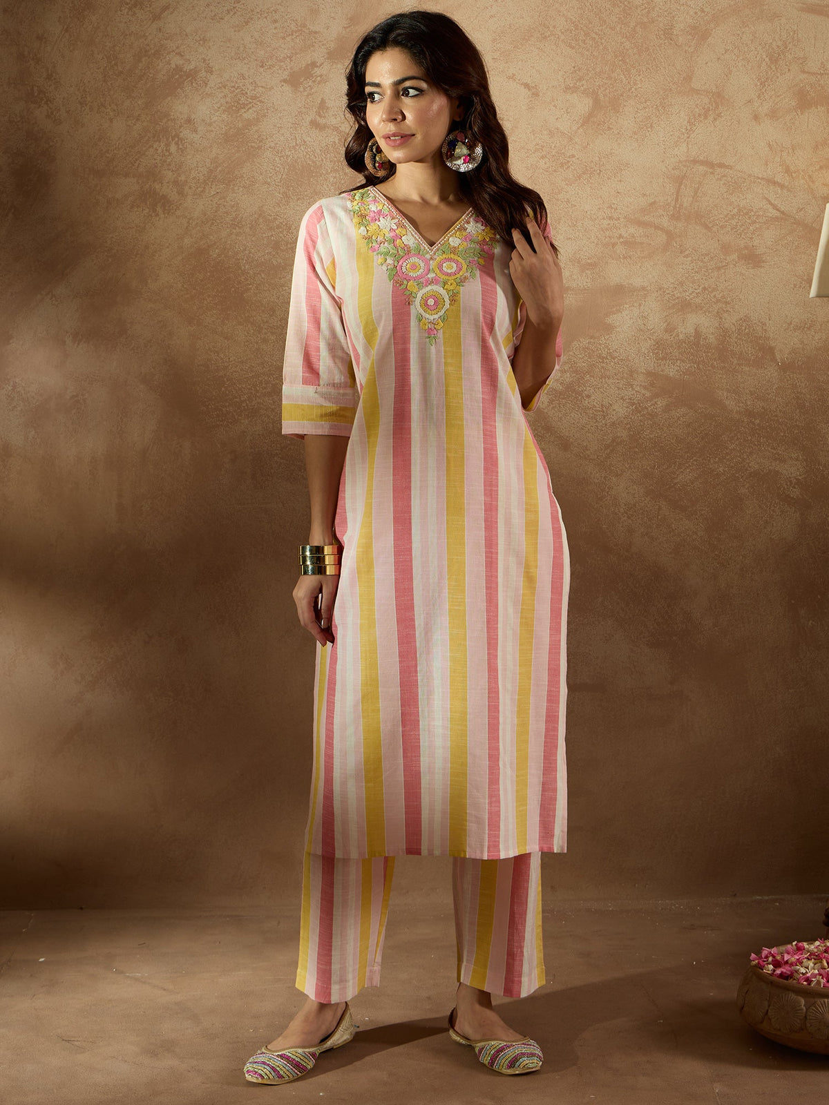 Indo Era Multi Embroidered Straight Kurta Trousers Set | Grocsy