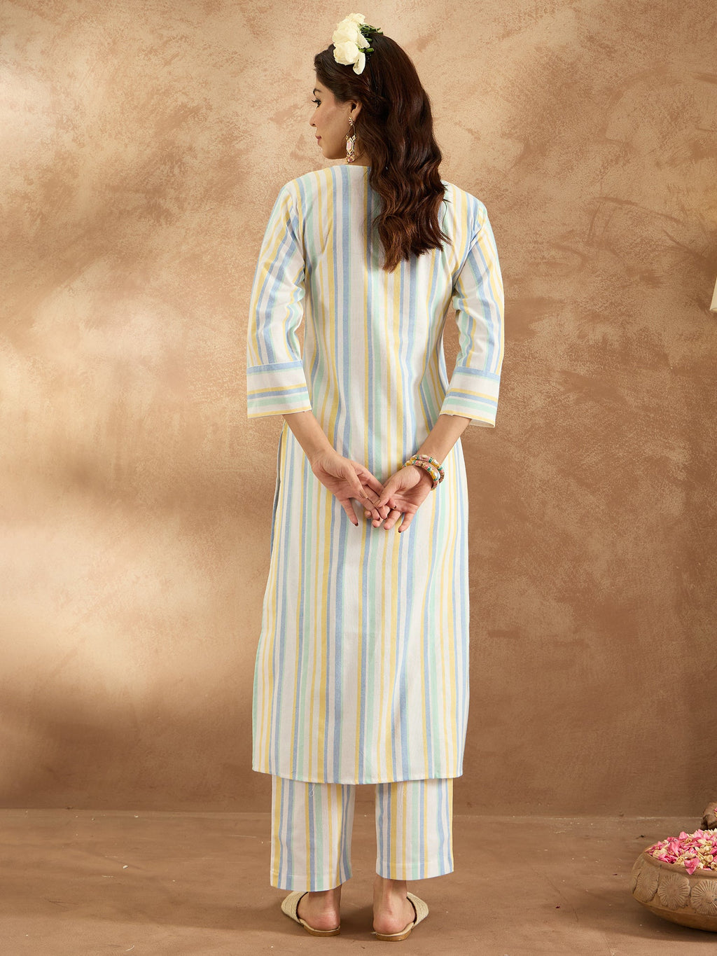 Indo Era Multi Embroidered Straight Kurta Trousers Set | Grocsy