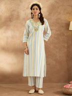 Indo Era Multi Embroidered Straight Kurta Trousers Set | Grocsy