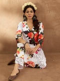 Indo Era White Printed Straight Kurta Trousers Set | Grocsy