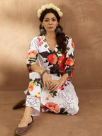 Indo Era White Printed Straight Kurta Trousers Set | Grocsy