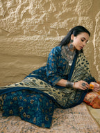 Indo Era Teal Printed Straight Kurta Salwar With Dupatta set | Grocsy