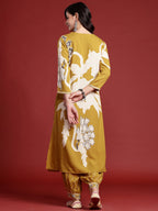 Indo Era Mustard Printed A-Line Kurta Salwar set | Grocsy