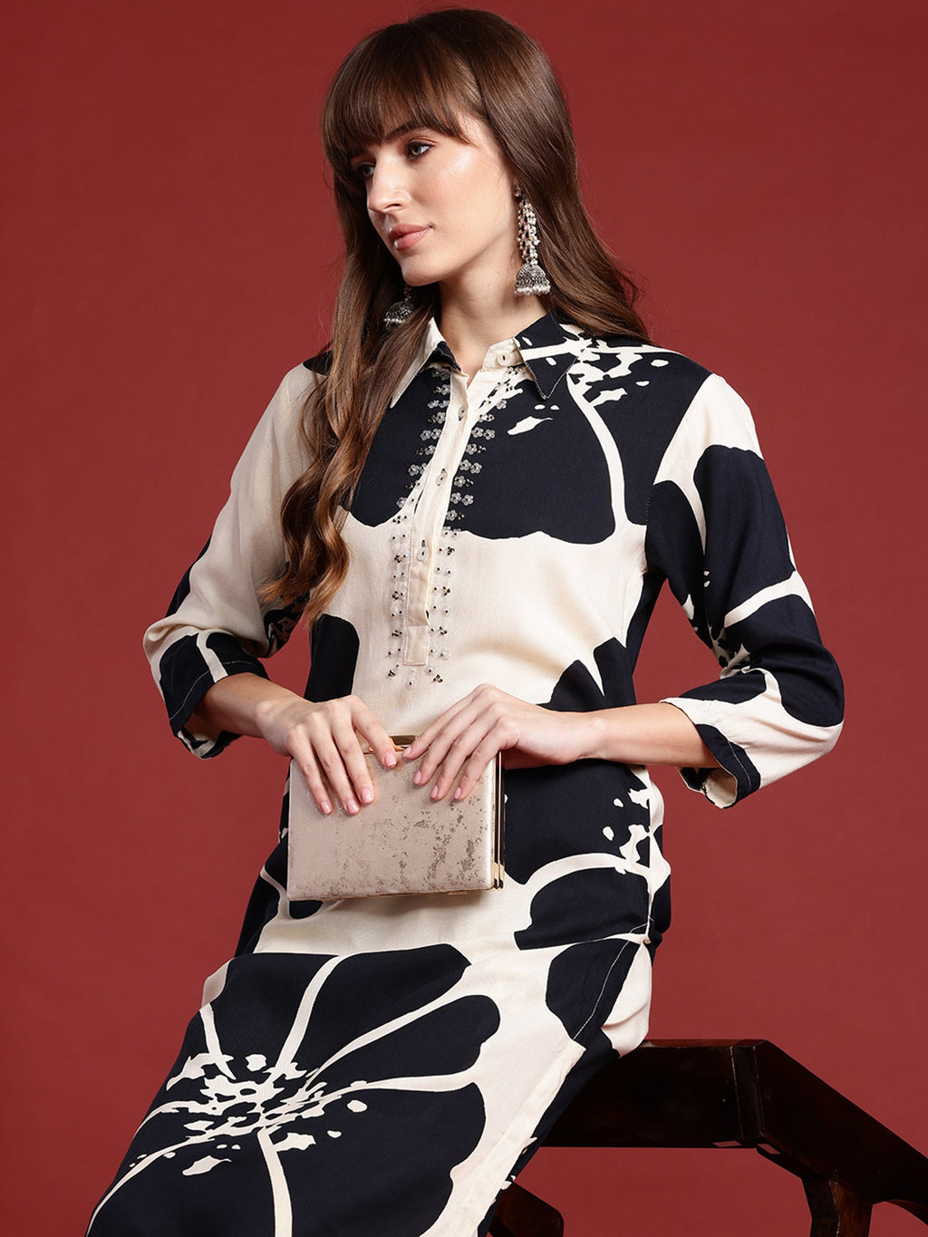 Indo Era Off White Printed Straight Kurta Palazzos Set | Grocsy