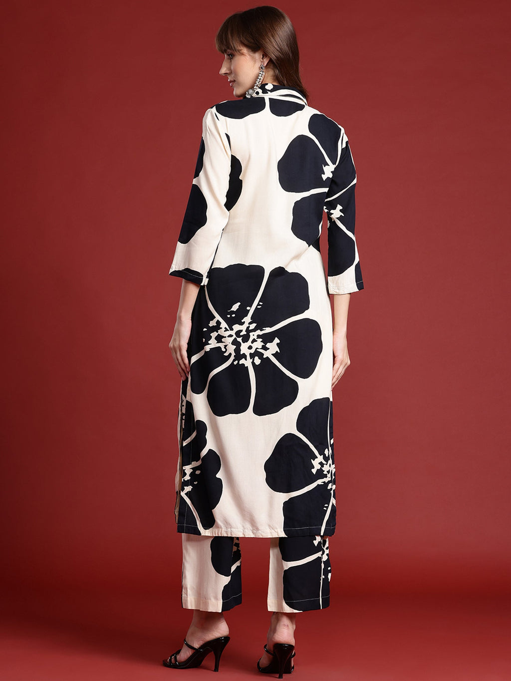 Indo Era Off White Printed Straight Kurta Palazzos Set | Grocsy