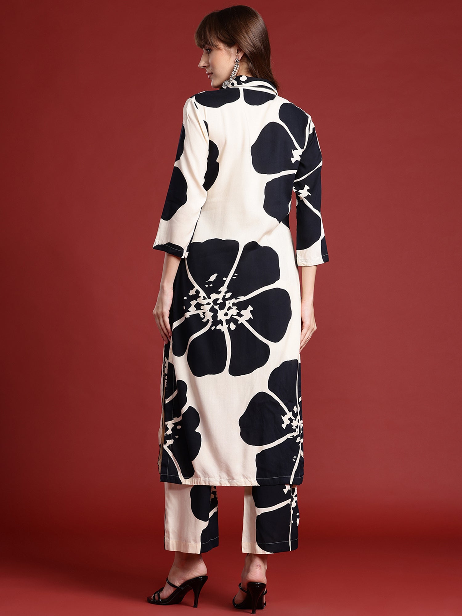 Indo Era Off White Printed Straight Kurta Palazzos Set | Grocsy