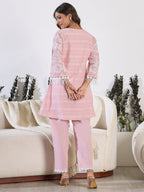 Indo Era Pink Embroidered A-Line Kurta Trousers set | Grocsy