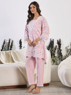 Indo Era Pink Embroidered A-Line Kurta Trousers set | Grocsy
