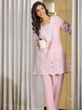 Indo Era Pink Embroidered A-Line Kurta Trousers set | Grocsy