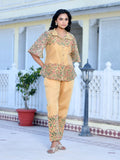 Vaasva Women's Cream Henna Linen Digital Printed Cord Set | Grocsy